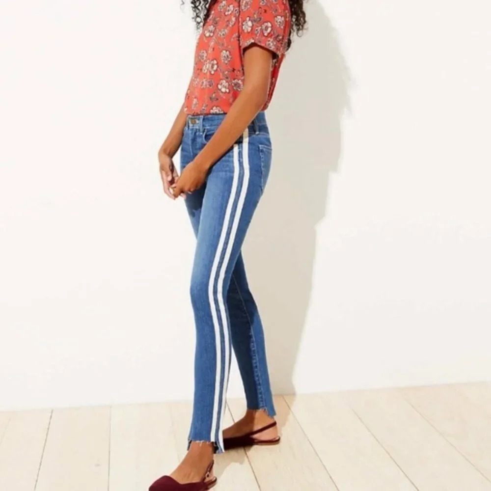 Loft Slim Pocket Side Trim Raw Step Hem Skinny Jeans - Size 27
